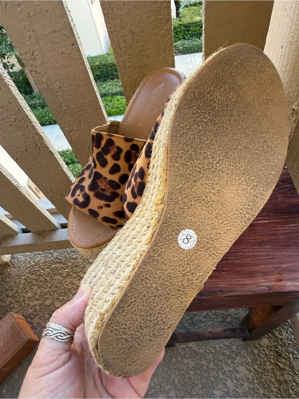 Jolimall Leopard Print Espadrille Wedge Slide - Tan/Black